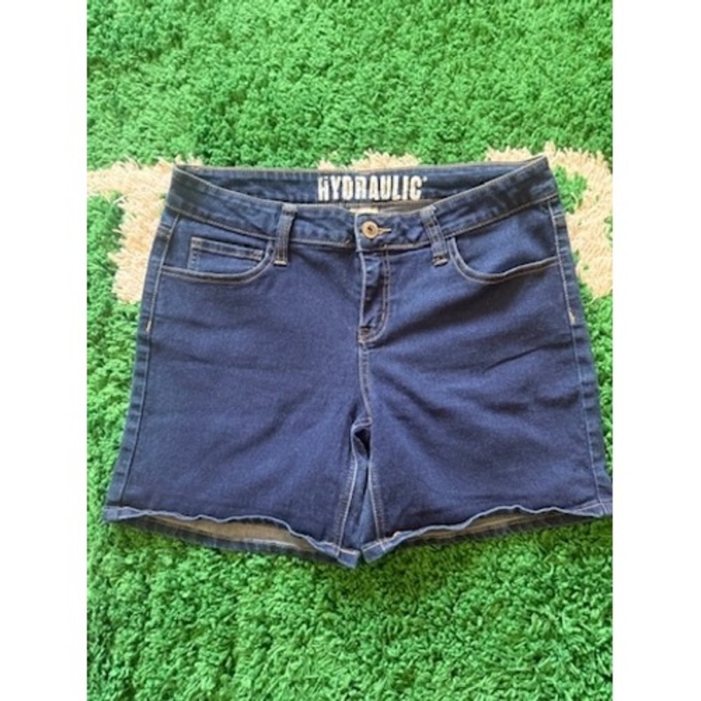 Hydraulic Dark Wash Denim Shorts Womens Size 15/16 Blue Stretch Mid Rise